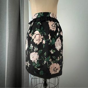 Club Monaco Silk Floral Rose Ruffle Mini Skirt Size 2